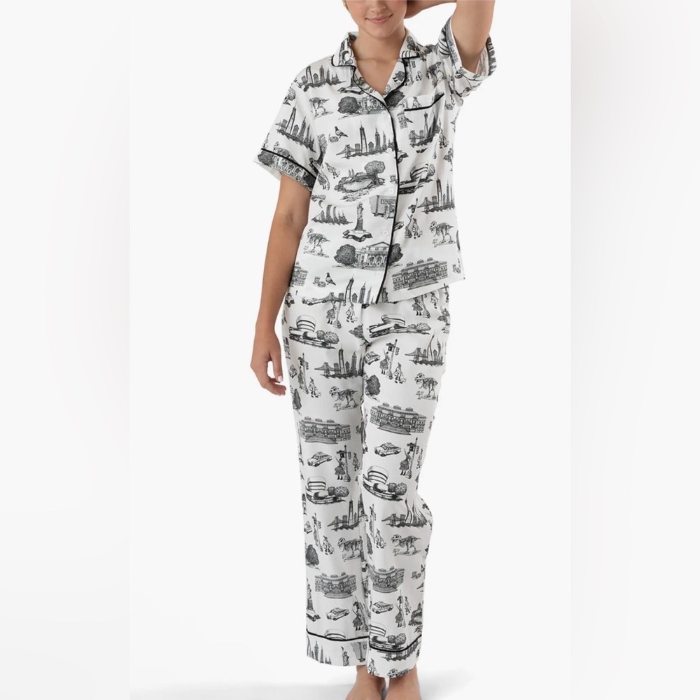 Katie Kime New York Toile Pajama Set  Women Size Large NEW